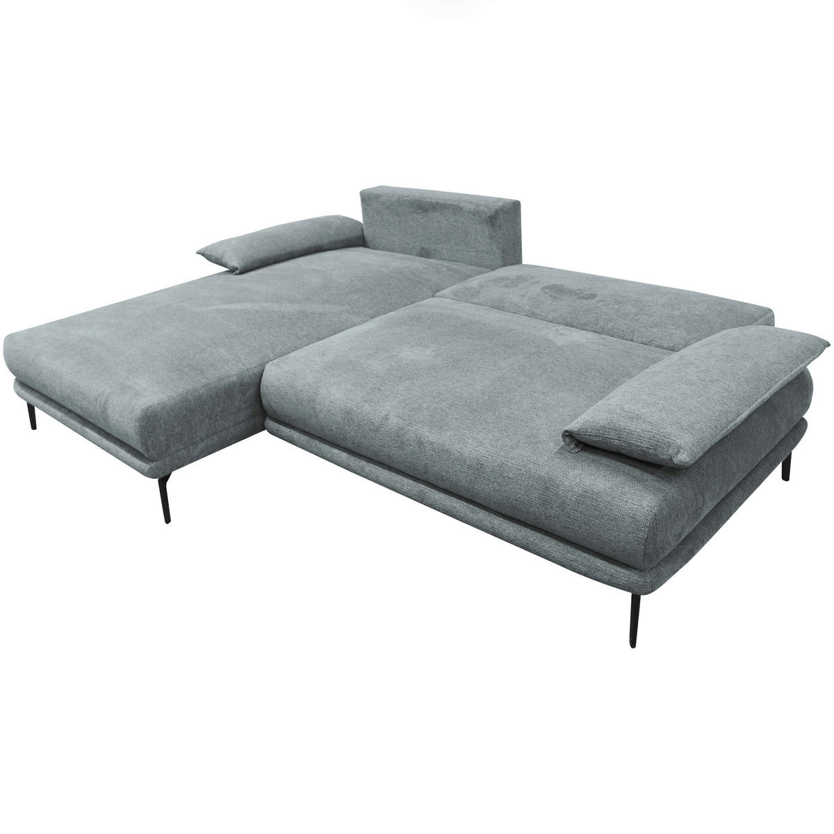 ECKSOFA in Webstoff Grau  192/260 cm  - Schwarz/Grau, Design, Textil/Metall (192/260cm) - MID.YOU