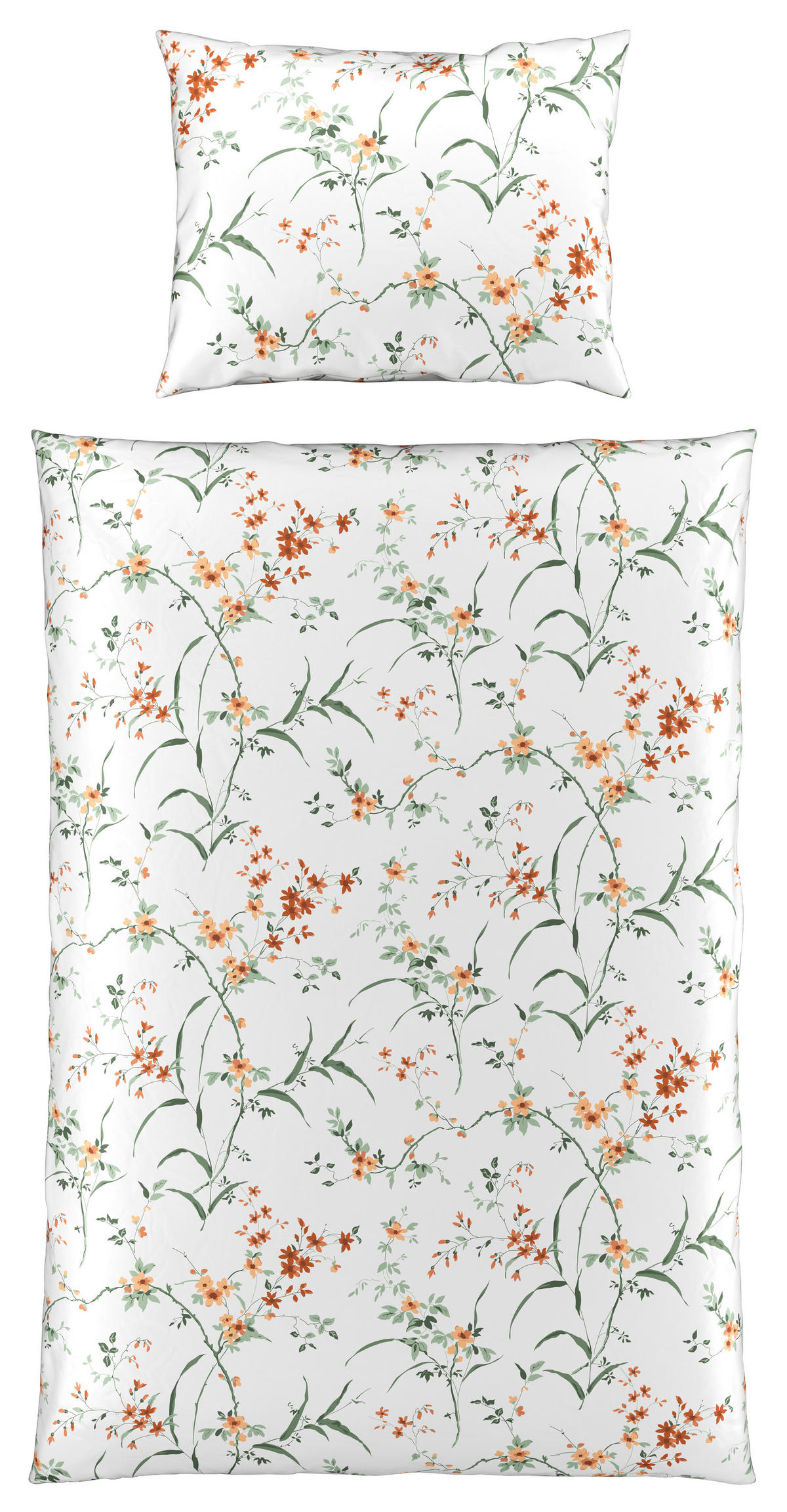 POSTELJINA FLOWERS 140/200 cm saten braon, zelena  - zelena/braon, Konvencionalno, tekstil (140/200cm) - Esposa