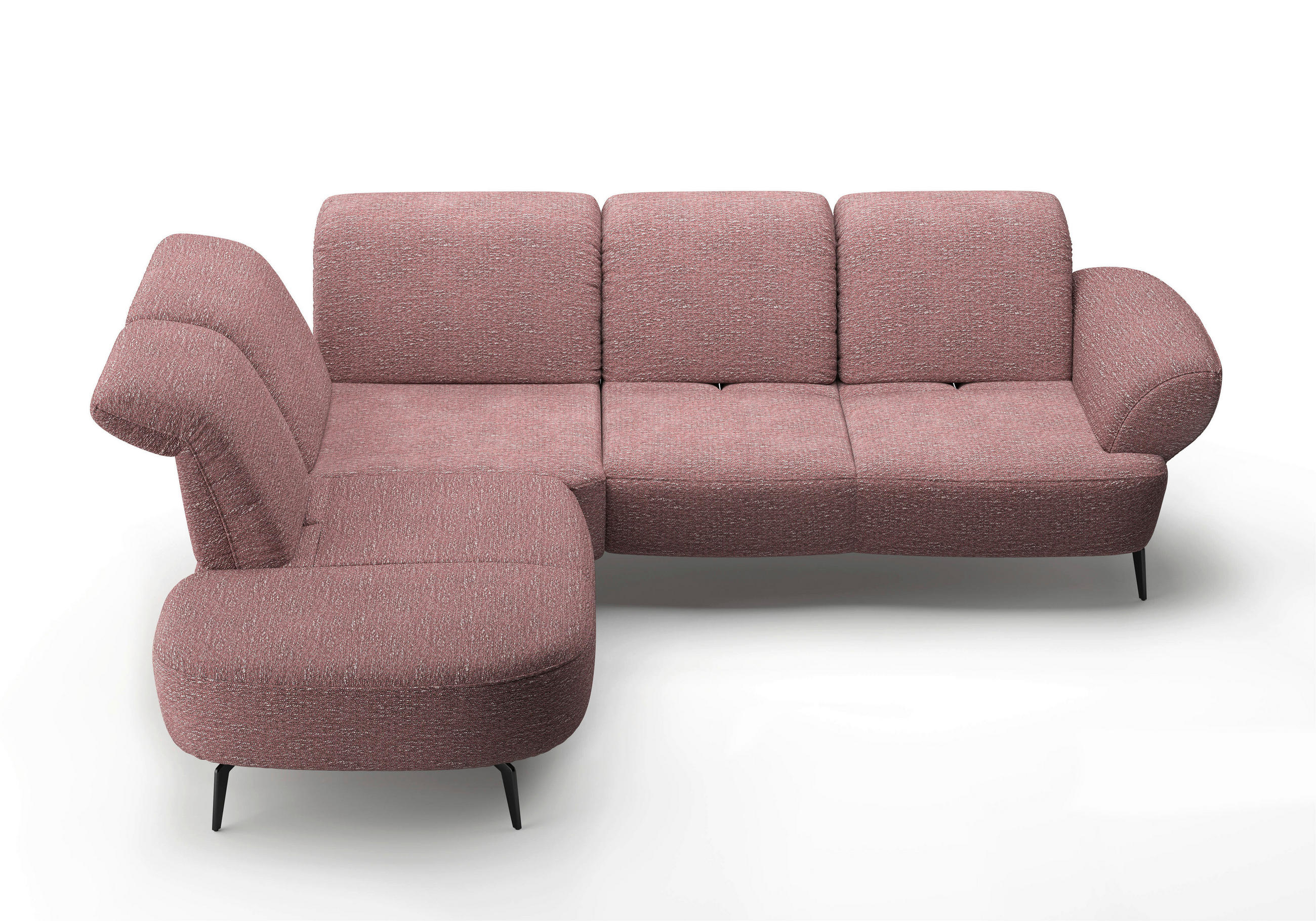 ECKSOFA in Chenille Aubergine  - Aubergine/Schwarz, Modern, Textil/Metall (270/302cm) - Sit & More