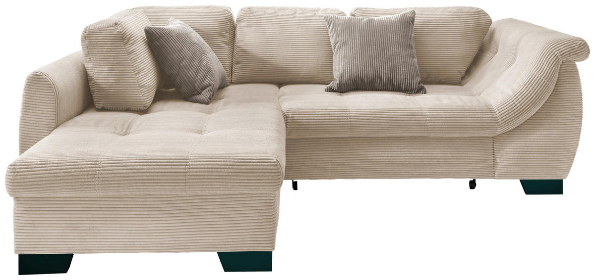 ECKSOFA in Cord Beige  - Beige/Graubraun, Design, Holz/Textil (190/250cm) - MID.YOU