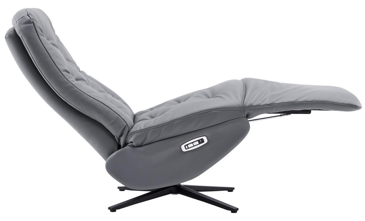RELAXSESSEL NORA Lederlook, Mikrofaser    - Schwarz/Grau, Design, Textil/Metall (68/113/84cm) - Livetastic
