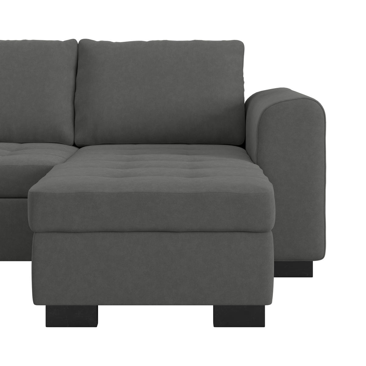 WOHNLANDSCHAFT Anthrazit Mikrofaser  - Anthrazit/Schwarz, MODERN, Kunststoff/Textil (178/305/155cm) - P & B