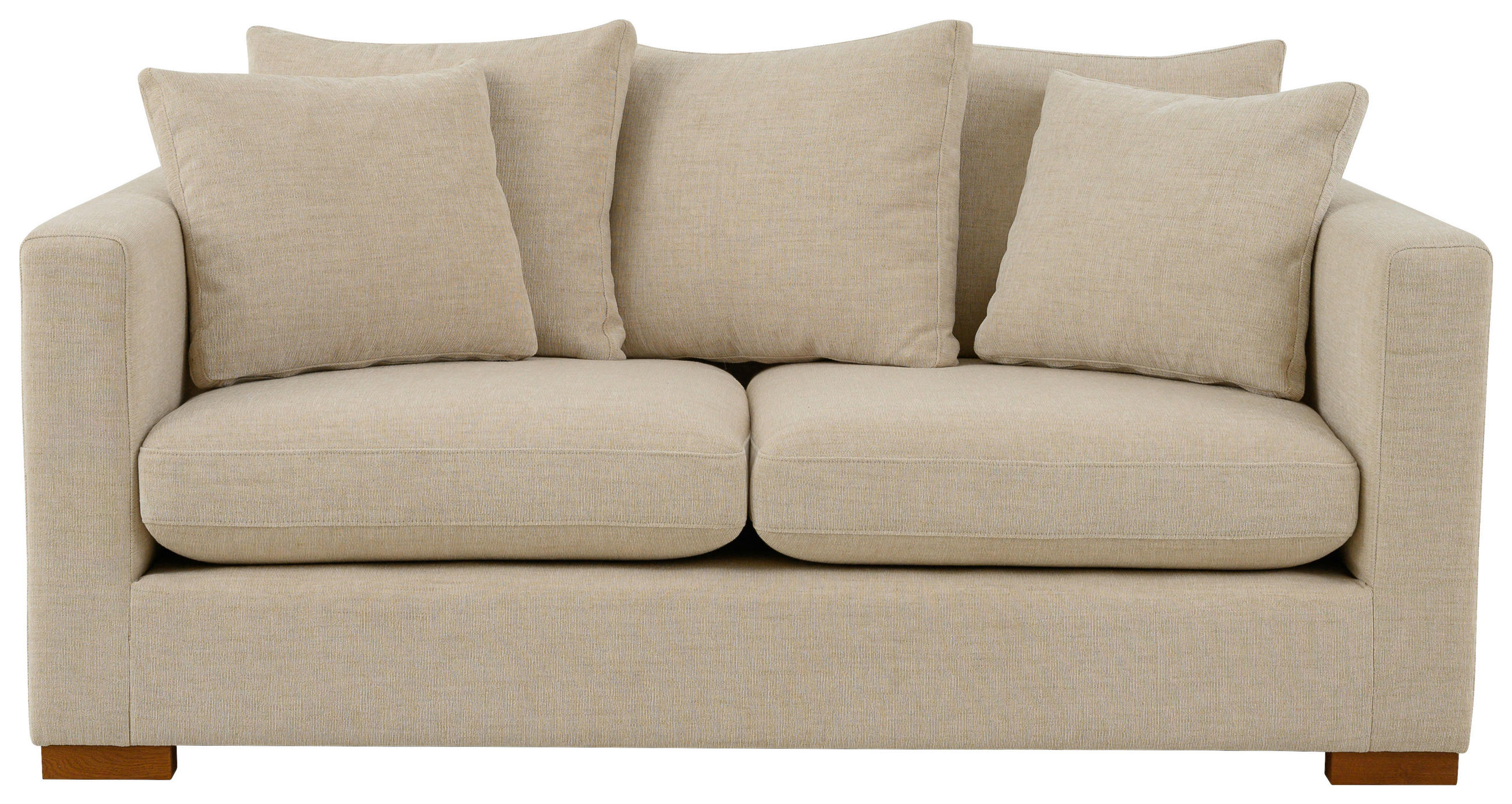 2-SITS SOFFA i flatväv beige  - beige/brun, Klassisk, metall/trä (175/80/113cm) - Carryhome