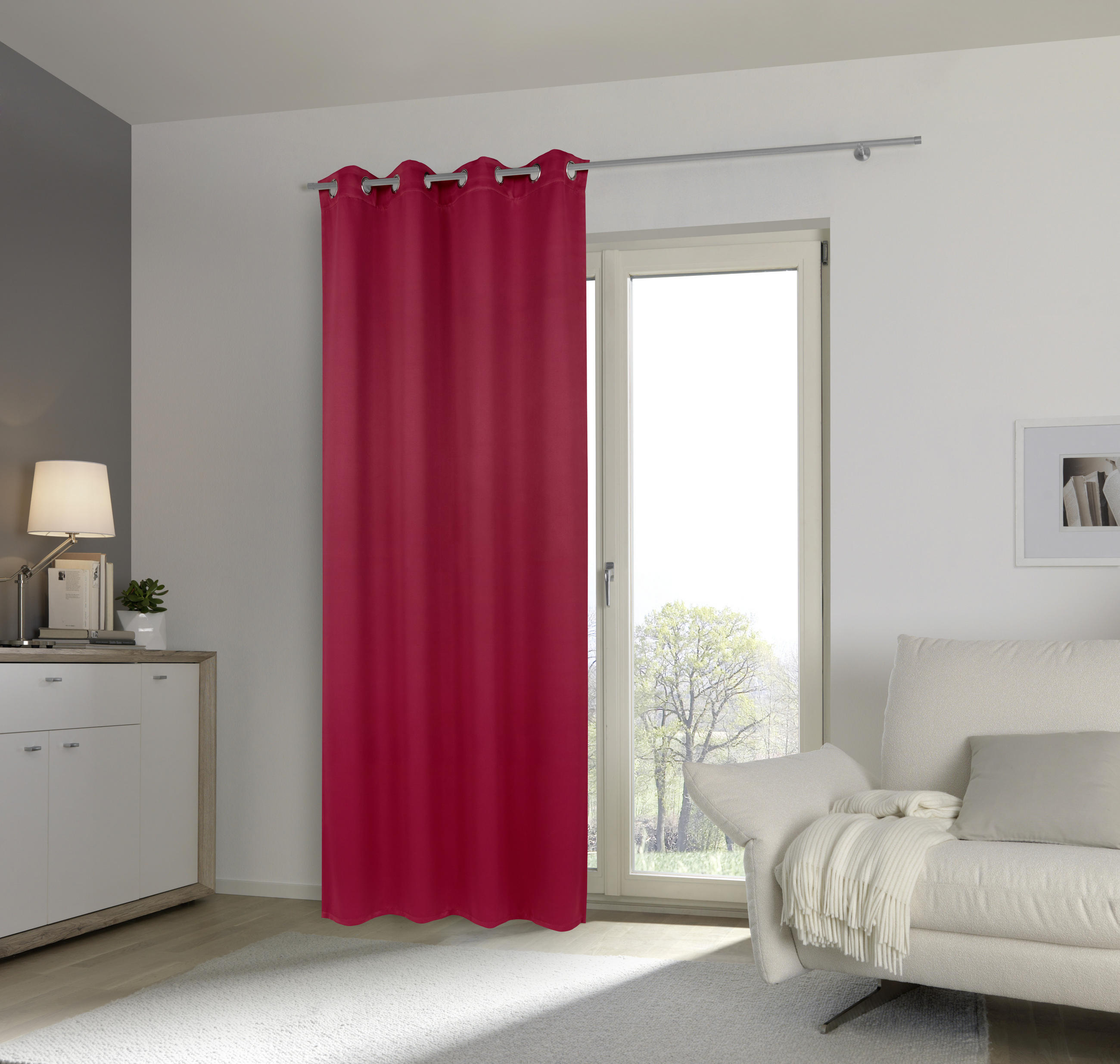 GARDINLÄNGD mörkläggning - vinröd, Basics, textil (140/245cm) - Esposa