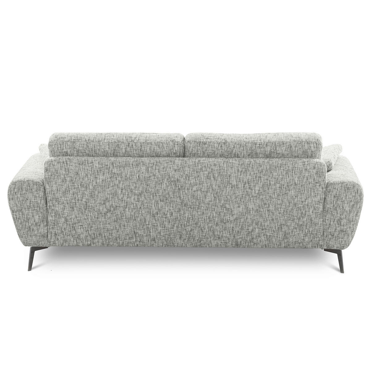 3-SITZER-SOFA Webstoff Grau  - Schwarz/Grau, Design, Textil/Metall (187/85/92cm) - Livetastic