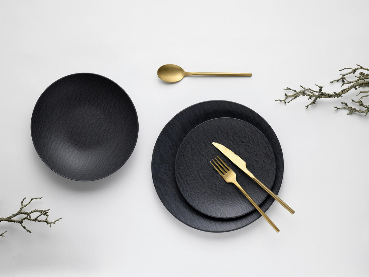 TAFELSERVICE Schwarz 12-teilig  - Schwarz, MODERN, Keramik (43/40/37cm) - Creatable