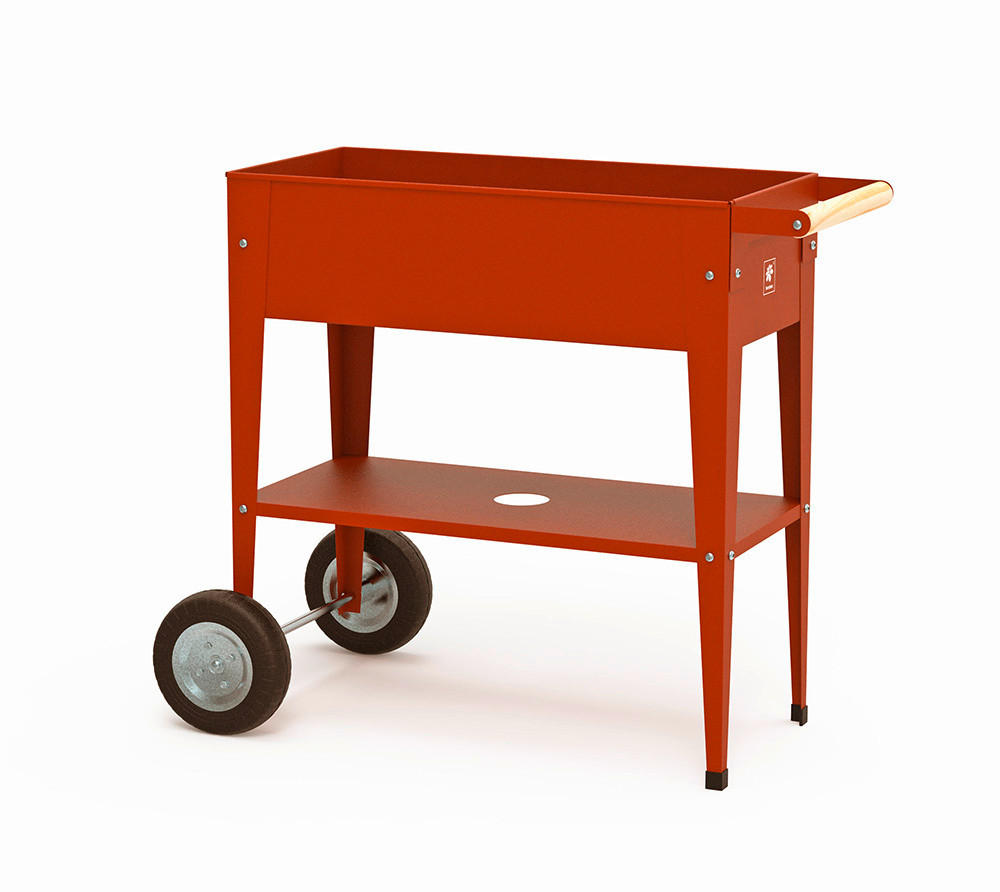 Hochbeet Stahl Kräuterfabrik mit Rollen 35x80x75 cm Rot