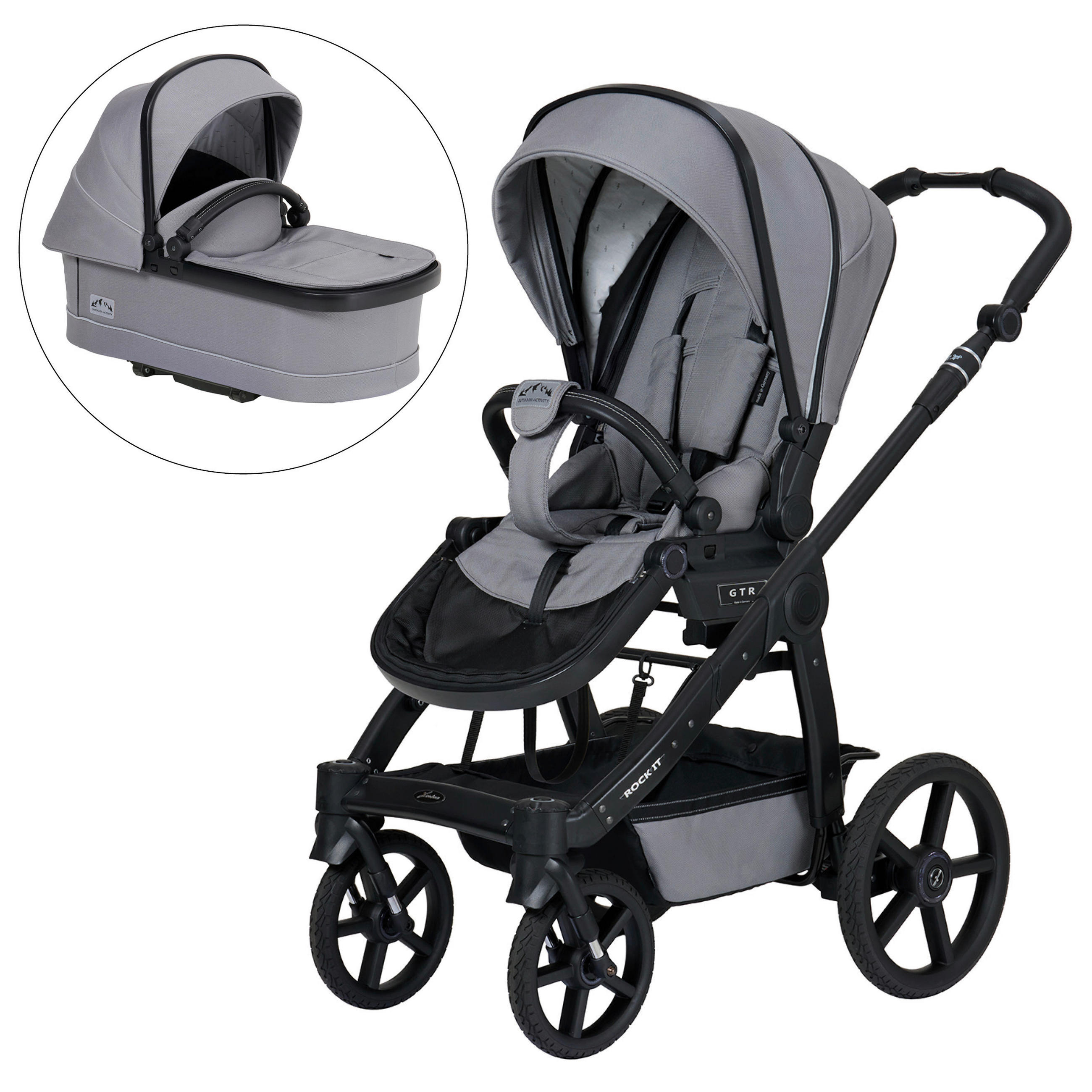 KINDERWAGENSET ROCK IT Outdoor  - Schwarz/Grau, Basics, Textil/Metall (102/58/120cm) - Hartan