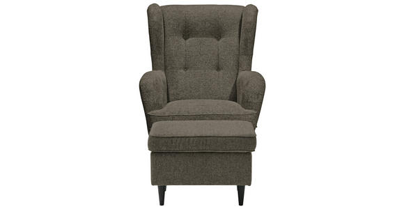 OHRENSESSEL in Webstoff Schwarz, Olivgrün - Schwarz/Olivgrün, Basics, Holz/Textil (78/102/98cm) - Carryhome