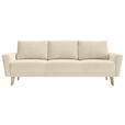 SCHLAFSOFA Samt Beige  - Beige/Buchefarben, KONVENTIONELL, Holz/Textil (225/91/99cm) - Carryhome