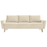 SCHLAFSOFA in Samt Beige  - Beige/Buchefarben, KONVENTIONELL, Holz/Textil (225/91/99cm) - Carryhome