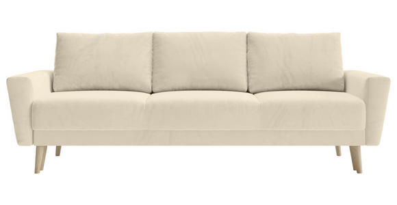 SCHLAFSOFA Samt Beige  - Beige/Buchefarben, KONVENTIONELL, Holz/Textil (225/91/99cm) - Carryhome