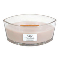 DIŠEČA SVEČA - bež, Basics, steklo/les (12/9/19cm) - WoodWick