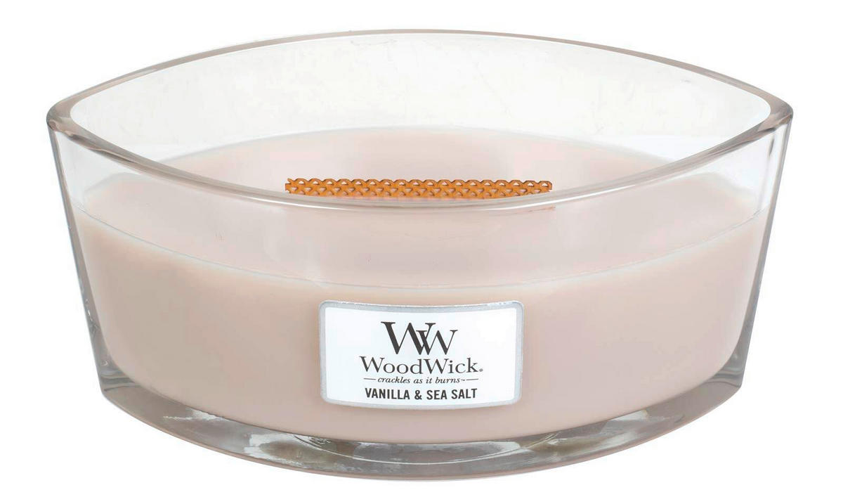 DIŠEČA SVEČA - bež, Basics, steklo/les (12/9/19cm) - WoodWick