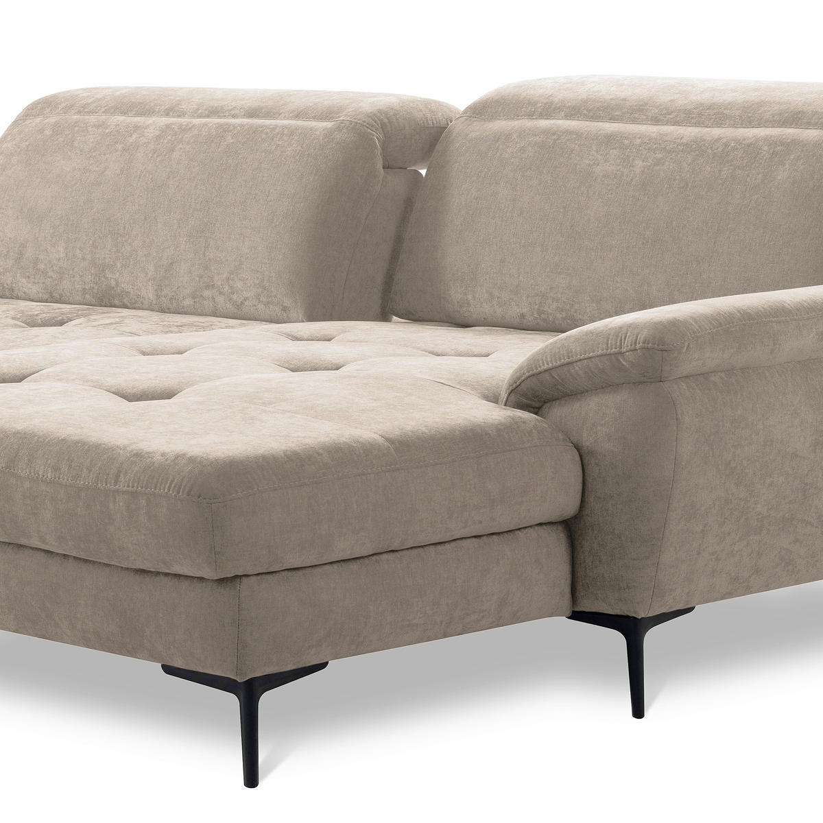 ECKSOFA  Webstoff Taupe  - Taupe/Schwarz, Design, Textil/Metall (268/195cm) - Livetastic