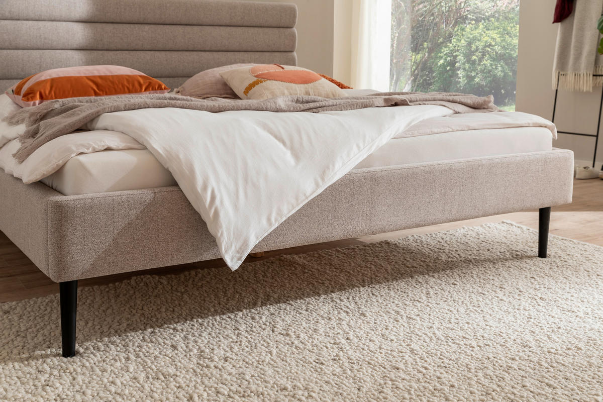 POLSTERBETT 180/200 cm  in Beige  - Beige/Schwarz, MODERN, Textil (180/200cm) - MID.YOU