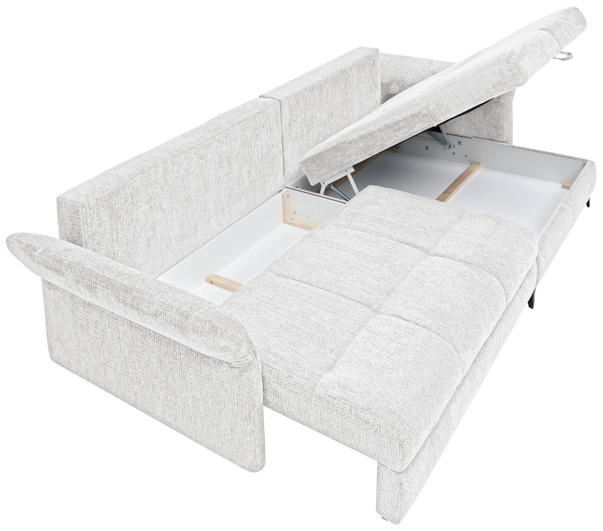 ECKSOFA in Chenille Creme  - Creme/Schwarz, KONVENTIONELL, Textil/Metall (291/153cm) - Hom`in