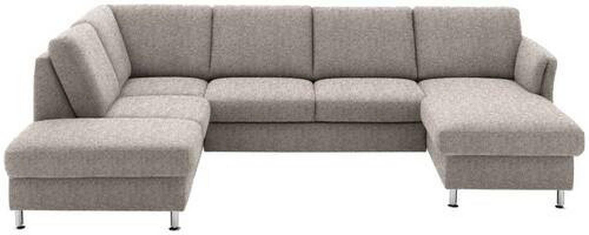 WOHNLANDSCHAFT in Flachgewebe Graubraun  - Chromfarben/Graubraun, KONVENTIONELL, Textil/Metall (200/305/168cm) - Beldomo System