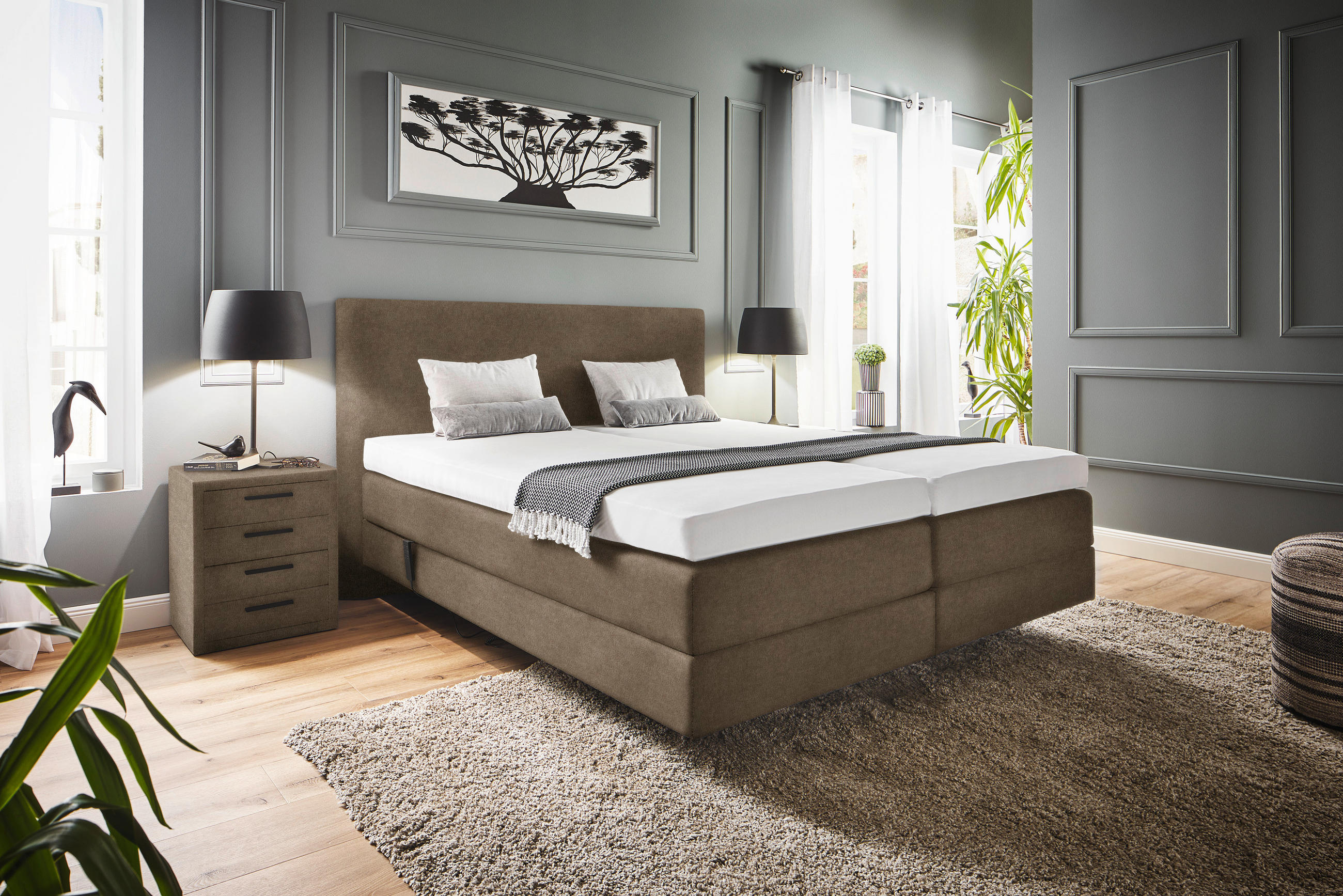 BOXSPRINGBETT 180/200 cm  in Braun  - Braun, KONVENTIONELL, Holz/Textil (180/200cm) - Dieter Knoll