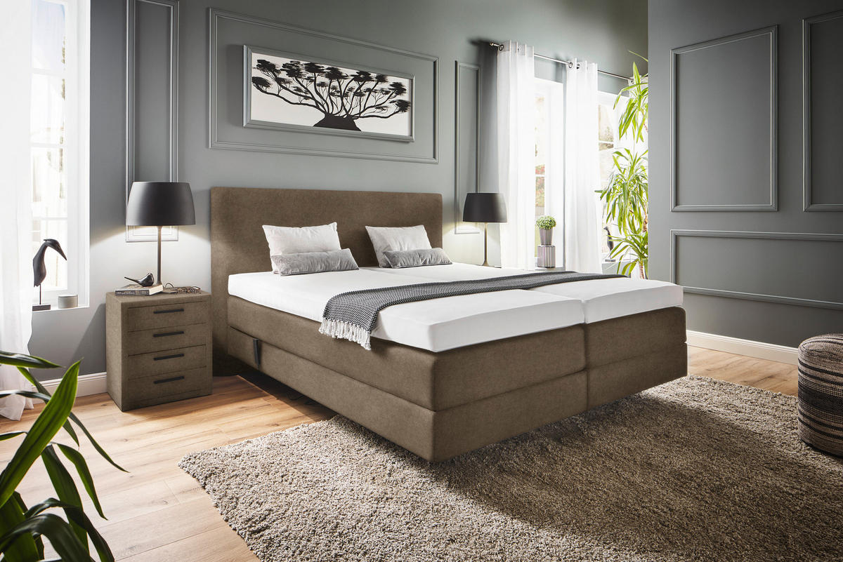 BOXSPRINGBETT 160/200 cm  in Braun  - Braun, KONVENTIONELL, Holz/Textil (160/200cm) - Dieter Knoll