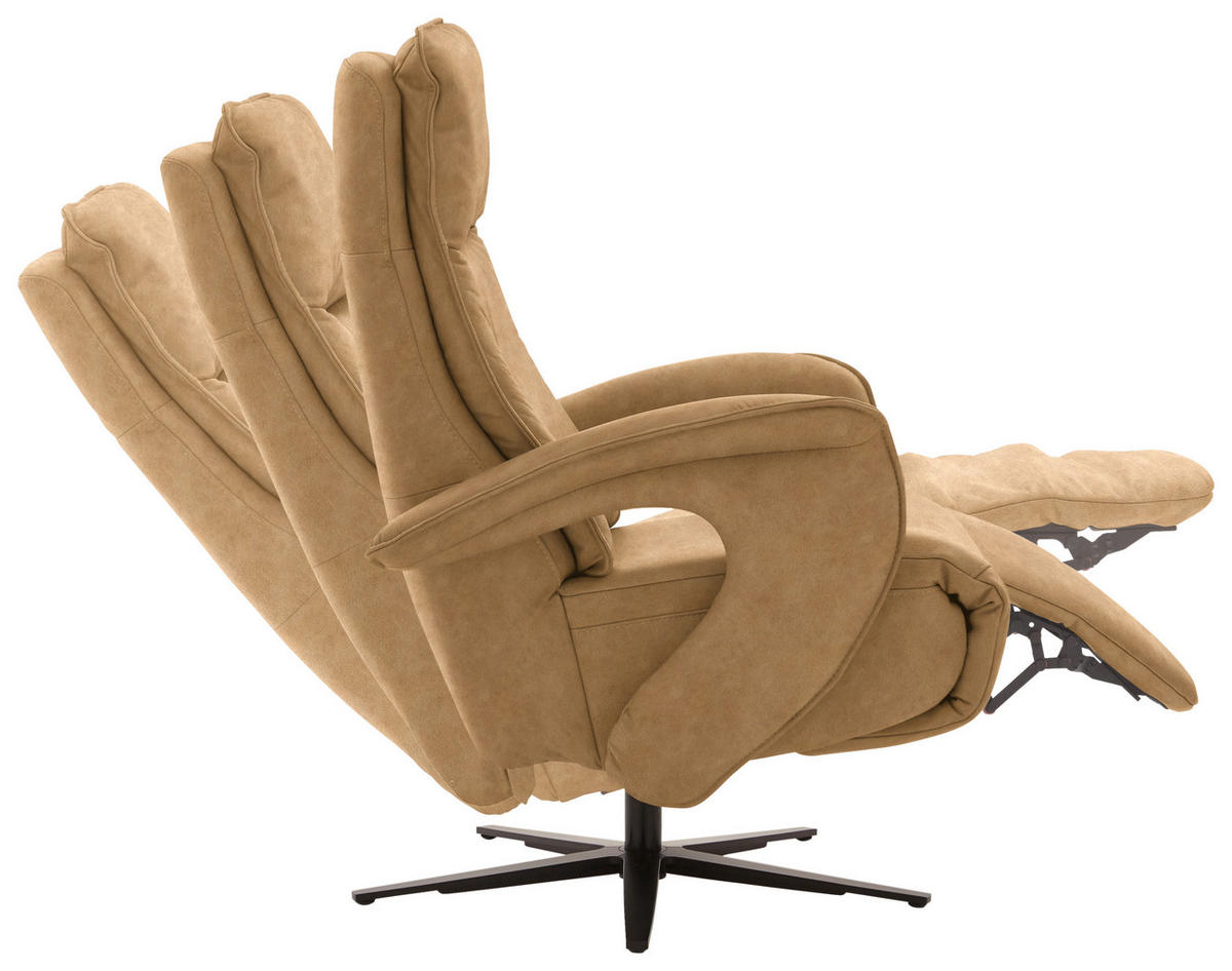 RELAXSESSEL in Leder Honig  - Schwarz/Honig, Design, Leder/Metall (77/110/87cm) - Valdera