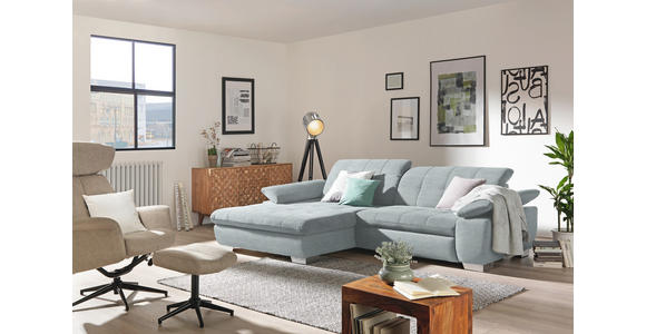 ECKSOFA  in Mikrofaser Platinfarben  180/265 cm  - Platinfarben/Chromfarben, Design, Textil/Metall (180/265cm) - Carryhome