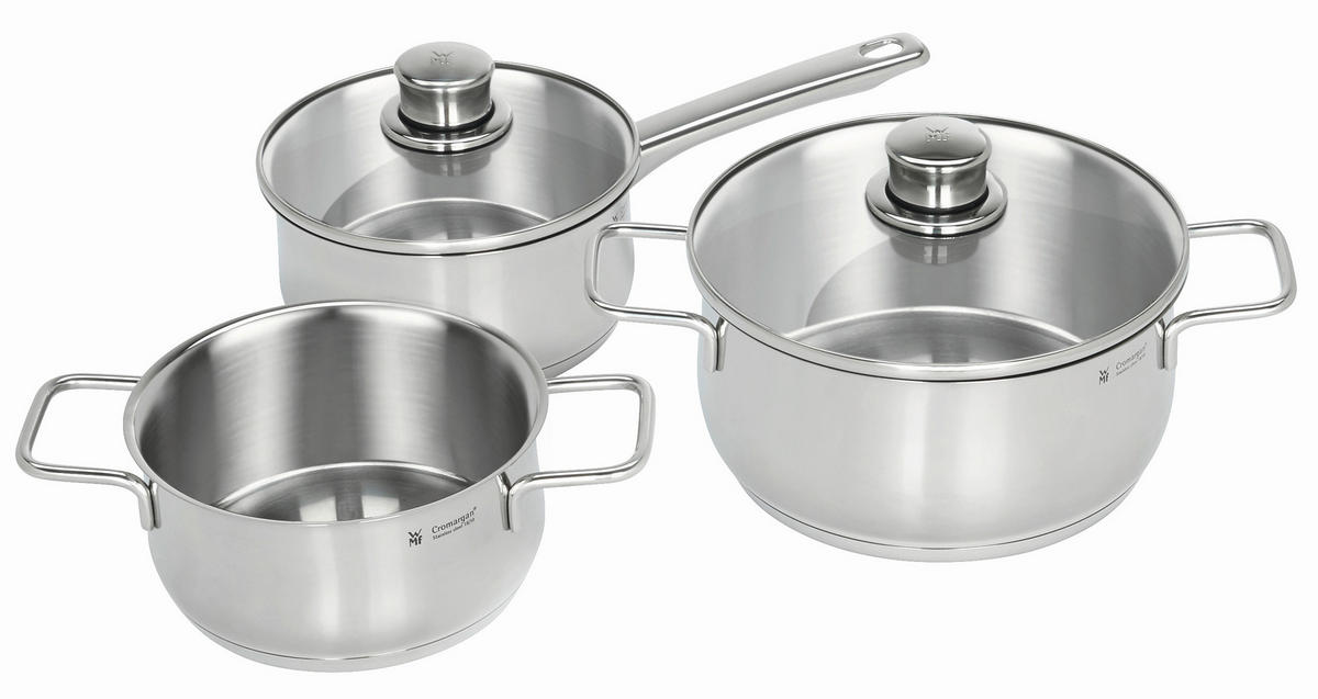 KOCHTOPFSET Diadem Plus 3-teilig  - Design, Glas/Metall (53/30,5/24cm) - WMF