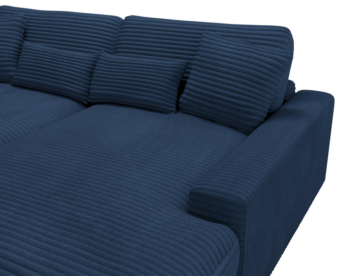 BIGSOFA in Cord Dunkelblau  - Schwarz/Dunkelblau, Modern, Kunststoff/Textil (230/85/190cm) - Carryhome