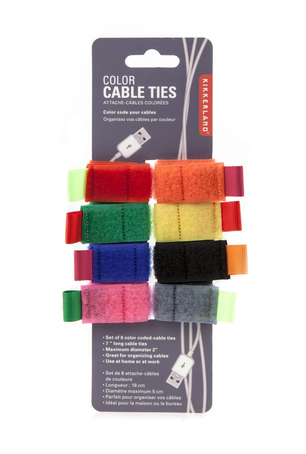 DRŽALO ZA KABEL - večbarvno, Basics, umetna masa (1,5/20/6,5cm) - Kikkerland