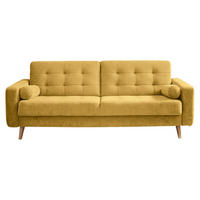 SCHLAFSOFA  mit Mikrovelours Gelb  - Eichefarben/Gelb, MODERN, Holz/Textil (222/86/90cm) - MID.YOU