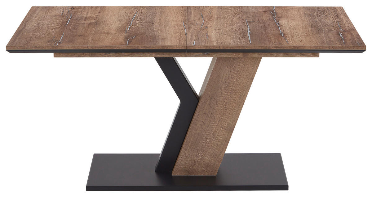 ESSTISCH Eichefarben rechteckig  ausziehbar, in verschiedenen Größen erhältlich  - Eichefarben/Schwarz, KONVENTIONELL, Holz (140-220/90/77cm) - Valdera