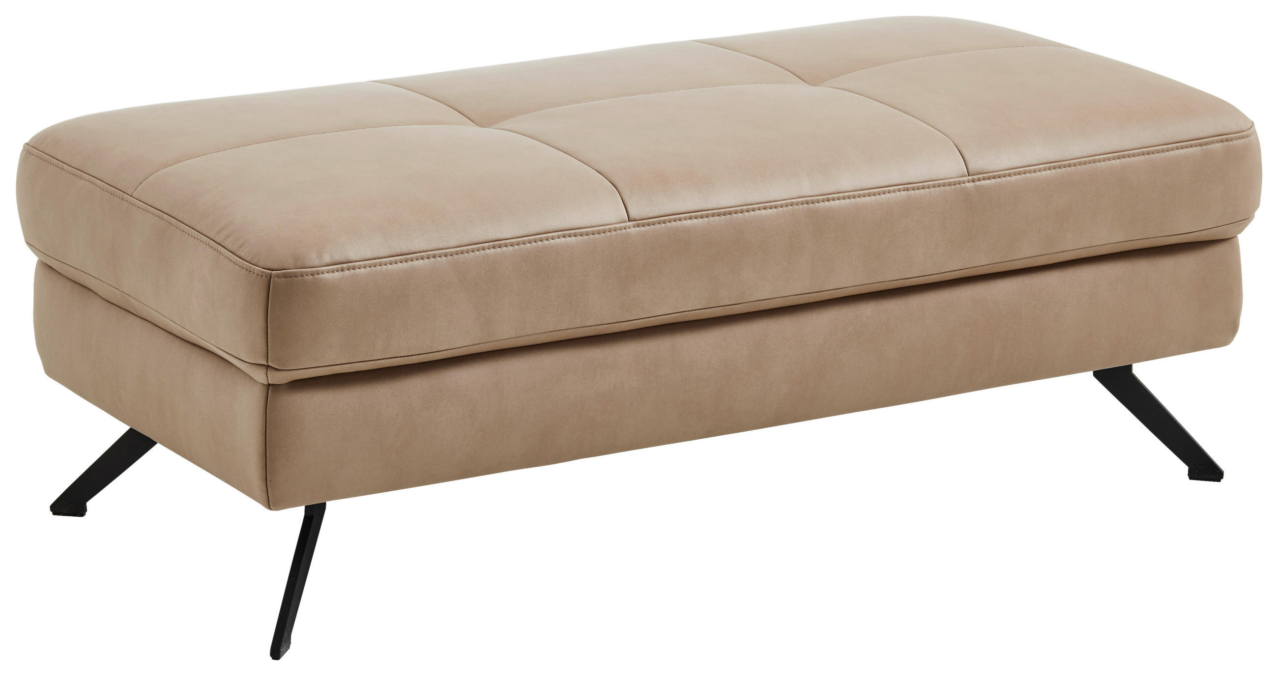HOCKER in Textil Hellbraun  - Hellbraun/Schwarz, Design, Textil/Metall (130/47/65cm) - Beldomo System
