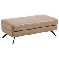 HOCKER in Textil Hellbraun  - Hellbraun/Schwarz, Design, Textil/Metall (130/47/65cm) - Beldomo System