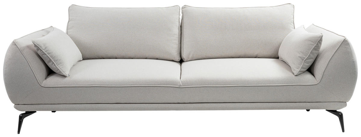 3-SITZER-SOFA in Webstoff Creme  - Creme/Schwarz, Modern, Textil/Metall (249/86/118cm) - MID.YOU