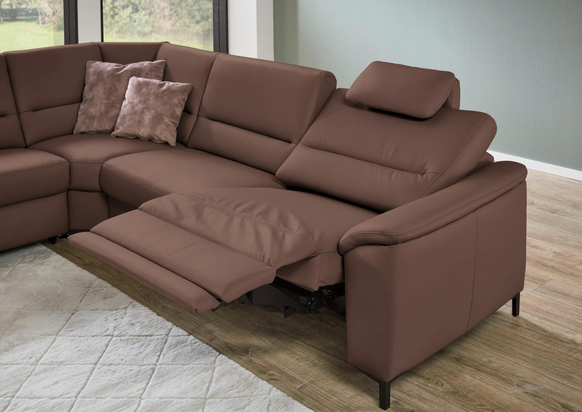 ECKSOFA  in Echtleder Braun  249/290 cm  - Schwarz/Braun, KONVENTIONELL, Leder/Metall (249/290cm) - Beldomo Premium