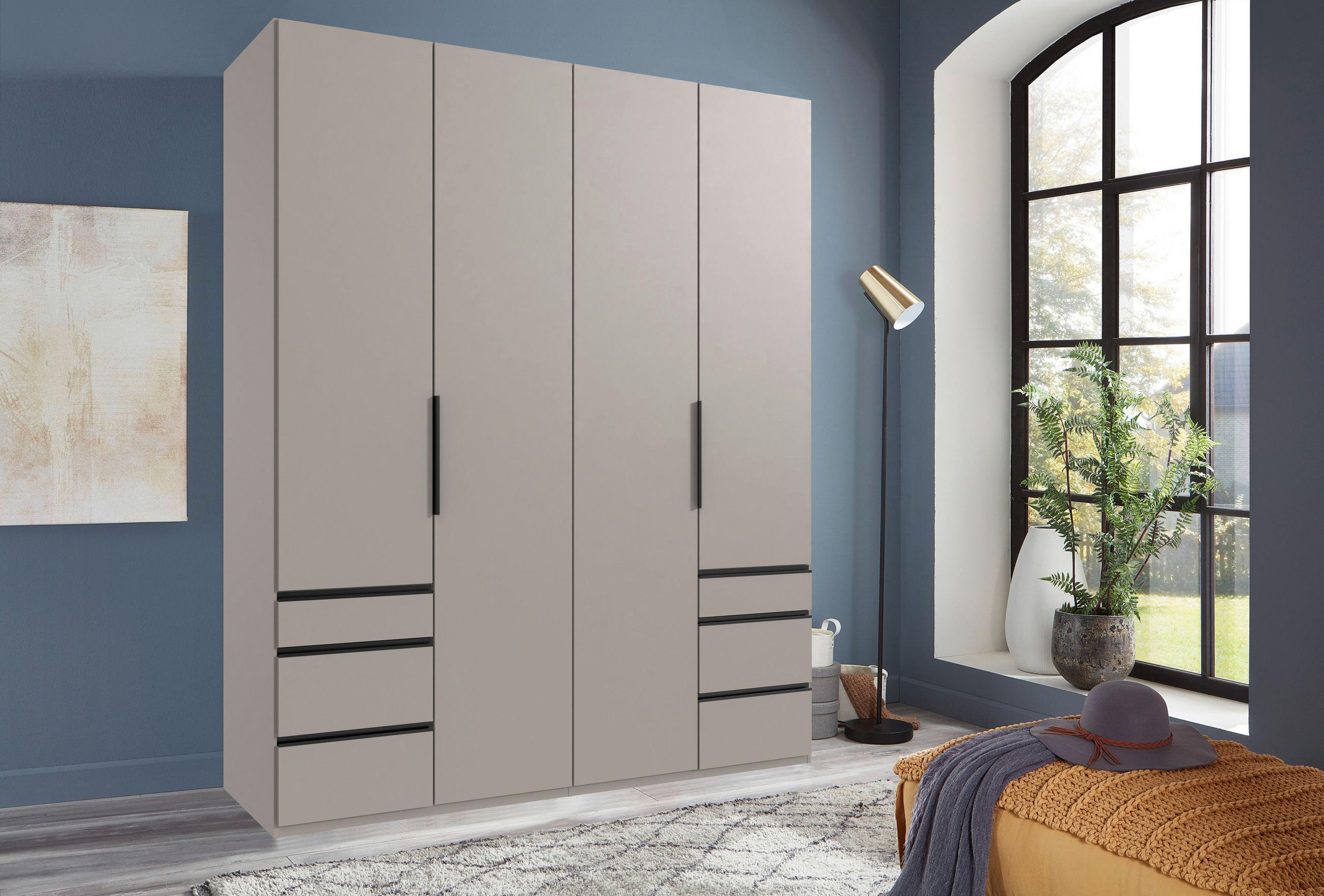 DREHTÜRENSCHRANK in Sahara  - Schwarz/Sahara, Konventionell, Holzwerkstoff/Metall (200/236/58cm) - Hom`in