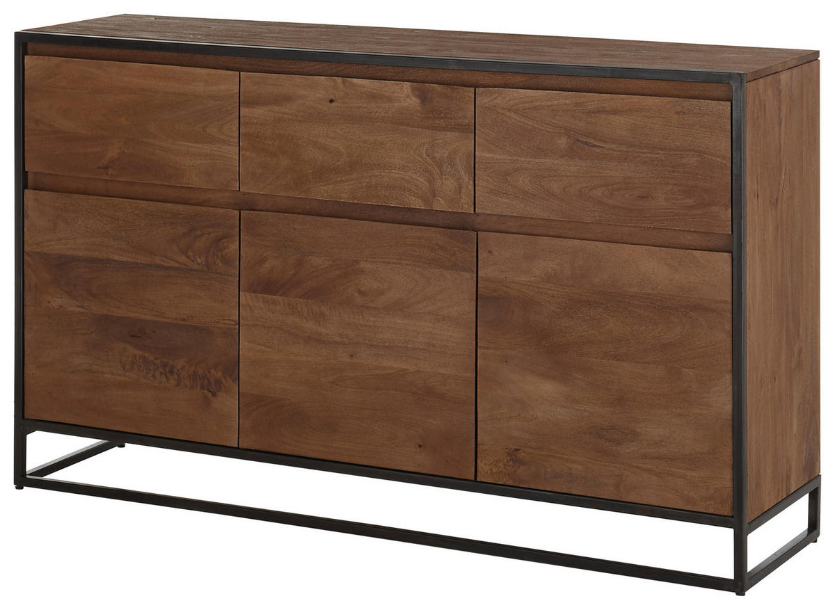 SIDEBOARD 160/93/40 cm  - valnötsfärgad/svart, Lifestyle, metall/trä (160/93/40cm) - MID.YOU