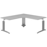 ECKSCHREIBTISCH 180/180/70-82 cm  in Anthrazit, Grau, Alufarben  - Anthrazit/Alufarben, Konventionell, Holzwerkstoff/Metall (180/180/70-82cm) - Moderano