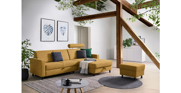 ECKSOFA  in Webstoff Honig  257/165 cm  - Schwarz/Honig, Design, Kunststoff/Textil (257/165cm) - Xora