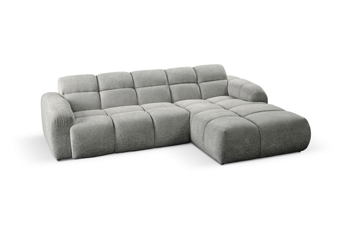 ECKSOFA VENTO in Struktur Grau  255/175 cm  - Schwarz/Grau, Design, Holz/Holzwerkstoff (255/175cm) - MID.YOU