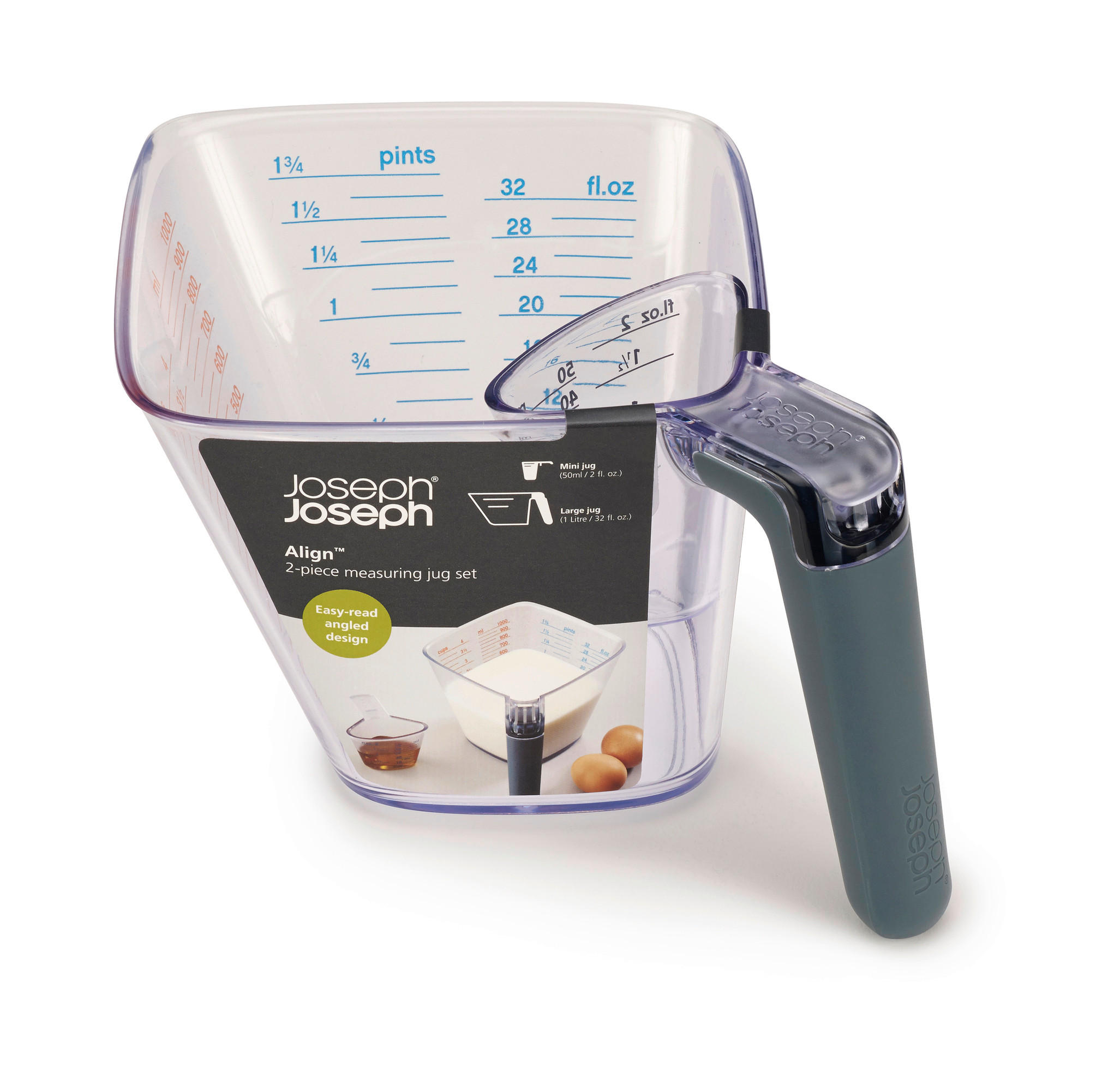 MÉRŐPOHÁR - átlátszó/szürke, Basics, műanyag (17,5/11/24cm) - Joseph Joseph