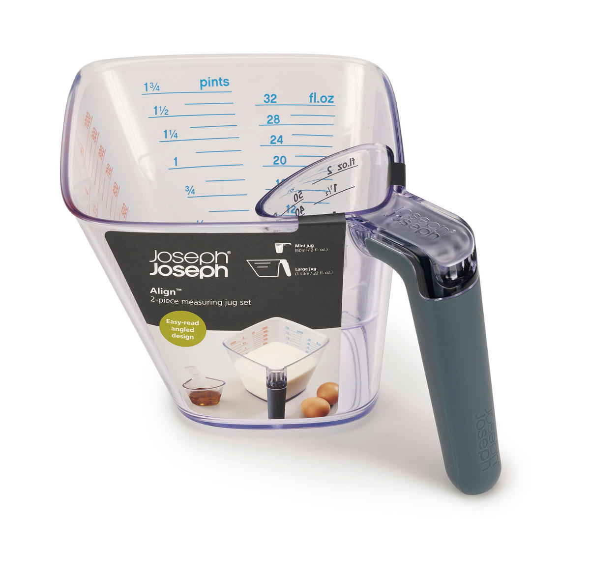 MERILNA POSODICA - siva/prozorno, Basics, umetna masa (17,5/11/24cm) - Joseph Joseph