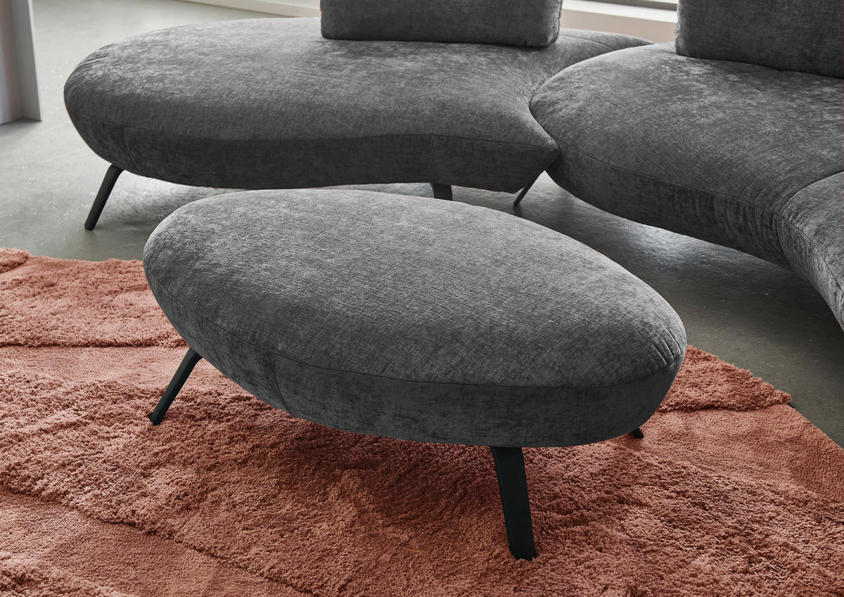 BIGSOFA Flachgewebe Anthrazit  - Anthrazit/Schwarz, Design, Textil/Metall (456/93/138cm) - Moderano
