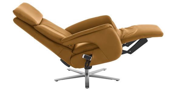 RELAXSESSEL in Leder Currygelb - Currygelb/Edelstahlfarben, Design, Leder/Metall (70/124/85cm) - Cantus