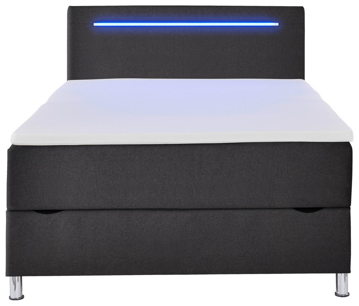 BOXBETT 140/200 cm  in Anthrazit  - Chromfarben/Anthrazit, MODERN, Textil/Metall (140/200cm) - Livetastic