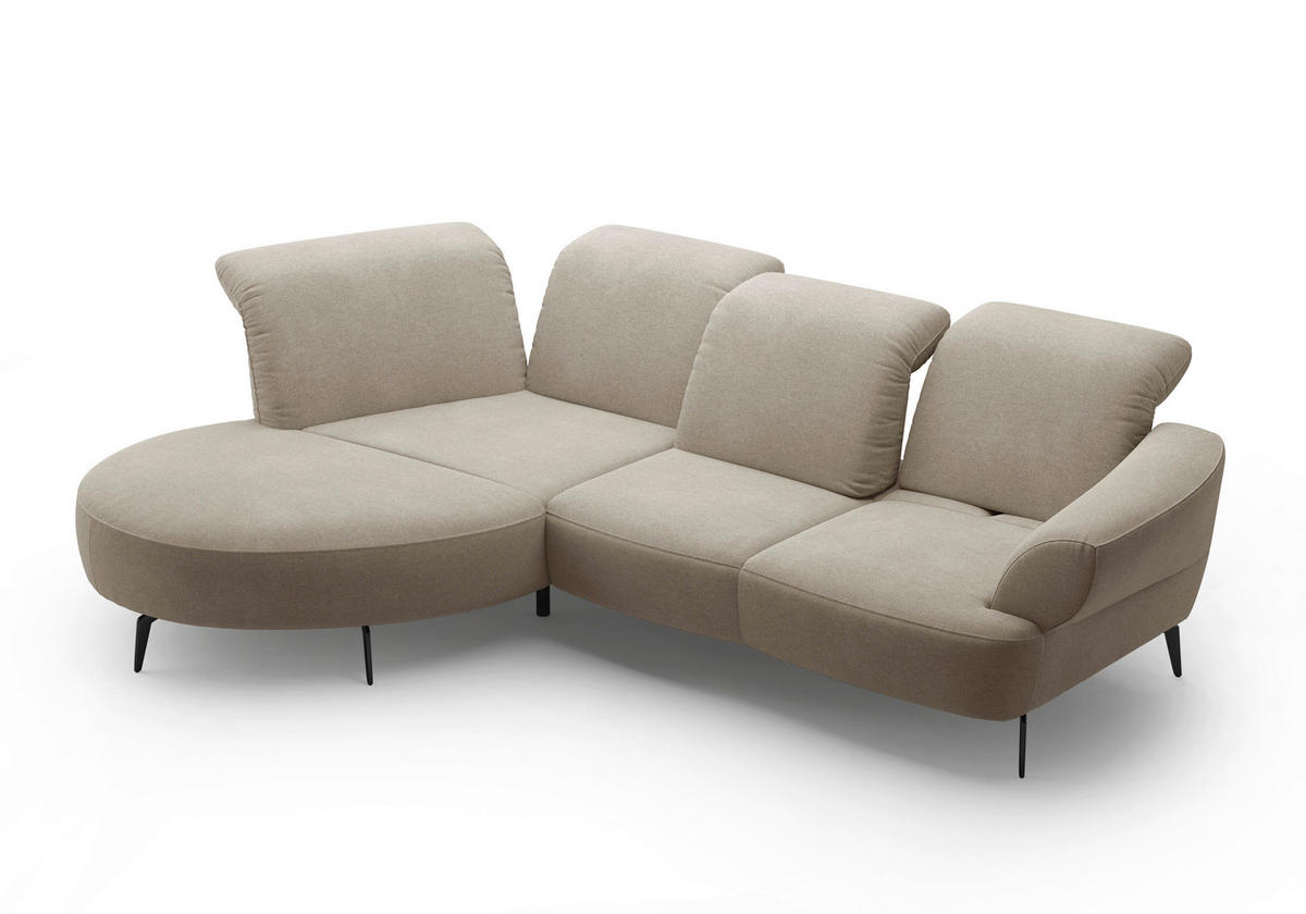 ECKSOFA DANCE E Beige Mikrofaser  - Beige/Schwarz, MODERN, Textil/Metall (208/313cm) - Sit & More