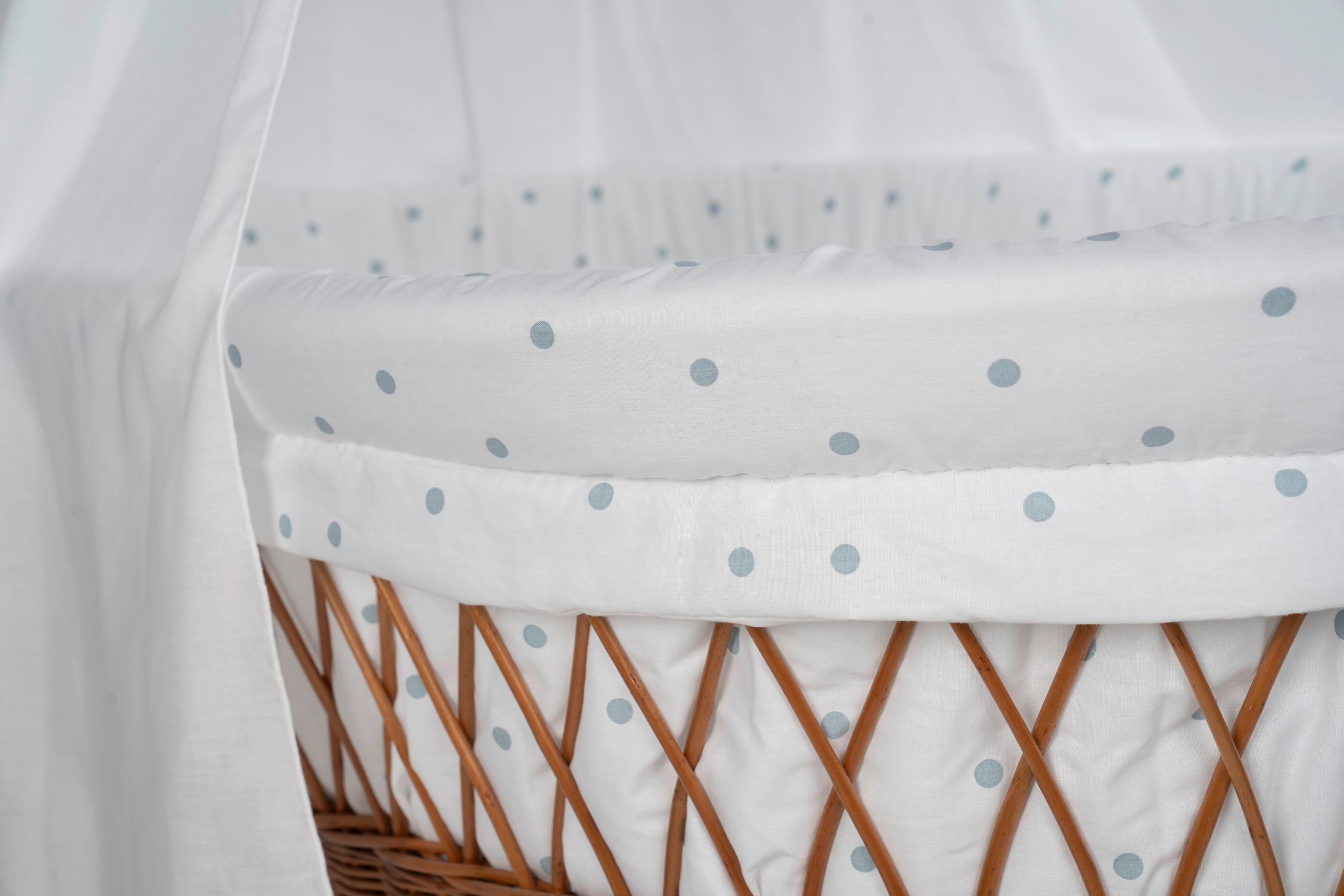STUBENWAGEN-KOMPLETTSET Babybett Lounge Natur, Punkte Buche  Weiß, Buchefarben, Pastellgrün  - Pastellgrün/Buchefarben, Basics, Holz/Textil (60/167/100cm) - Mionido