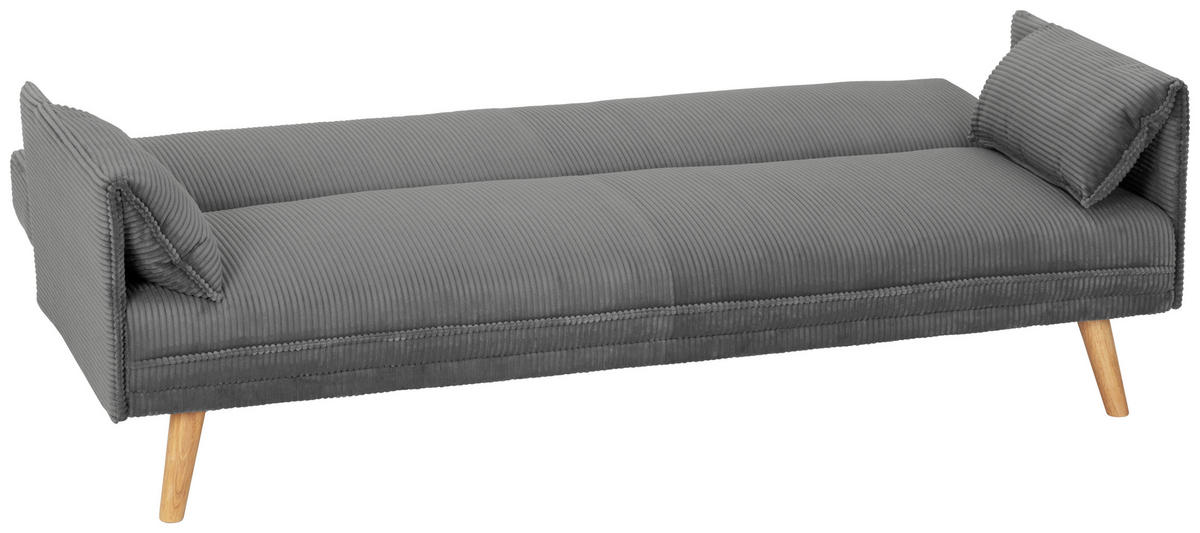 SCHLAFSOFA Cord Grau  - Naturfarben/Grau, Design, Holz/Textil (193/81/92cm) - Livetastic