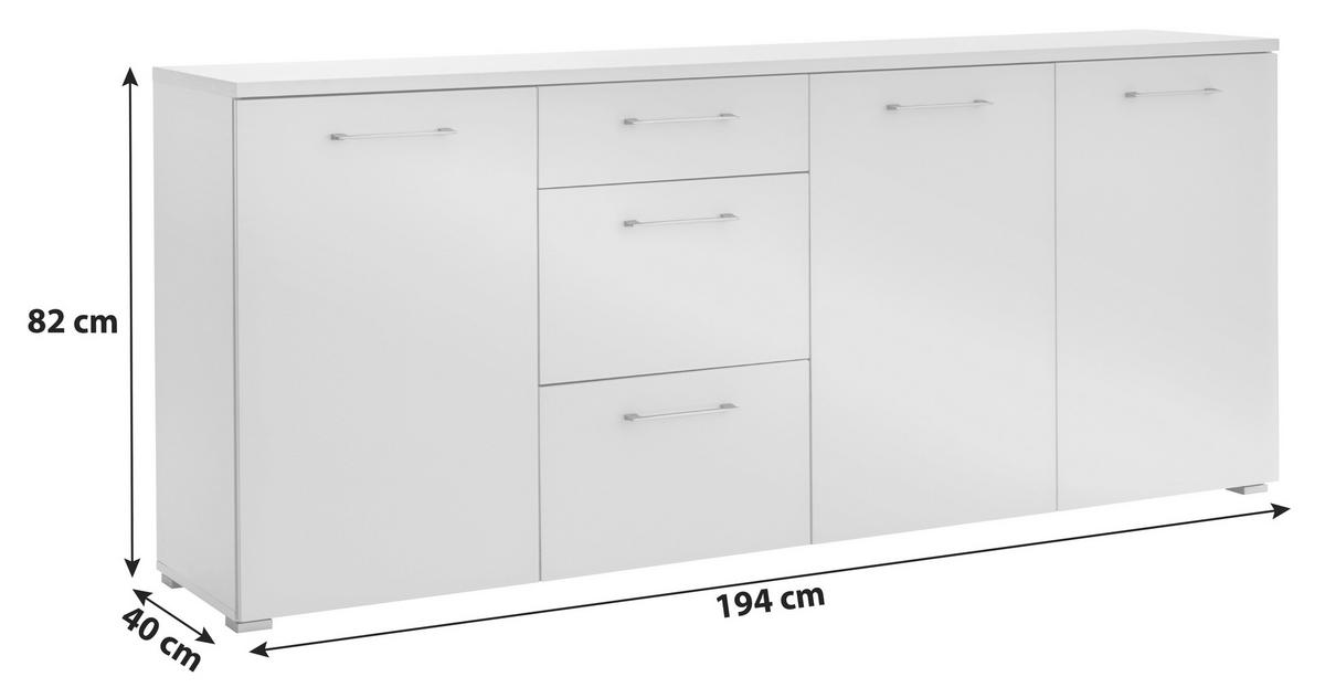 SIDEBOARD  in 194/82/40 cm  - Alufarben/Schwarz, MODERN, Glas/Holzwerkstoff (194/82/40cm) - Germania