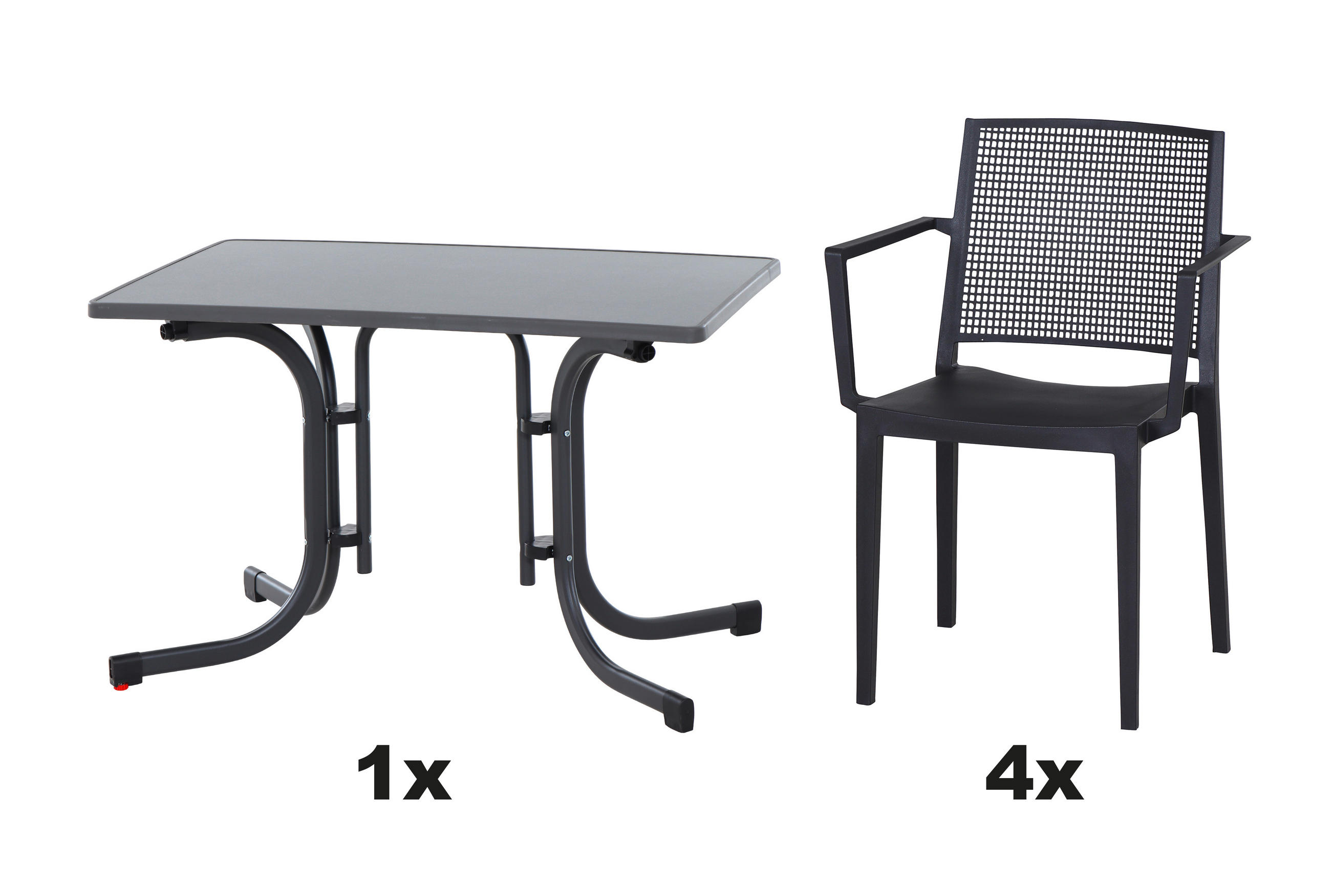 GARTENGARNITUR 5-teilig Stahl  - Anthrazit, Basics, Kunststoff/Metall (70/80/110cm) - Siena Garden